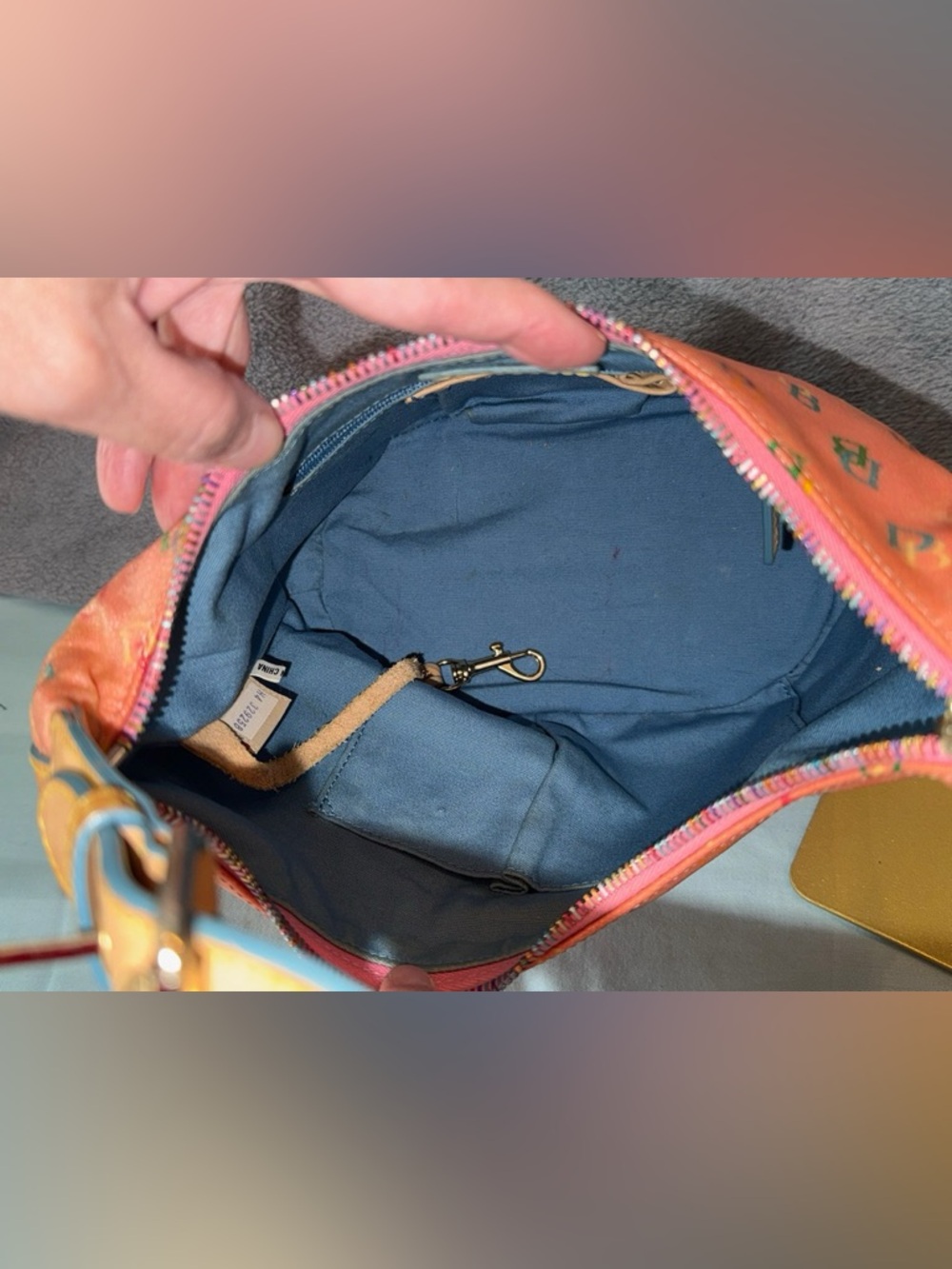 Y2K Dooney & Bourke Rainbow Monogram Hobo Shoulder Bag - Picture 14 of 15